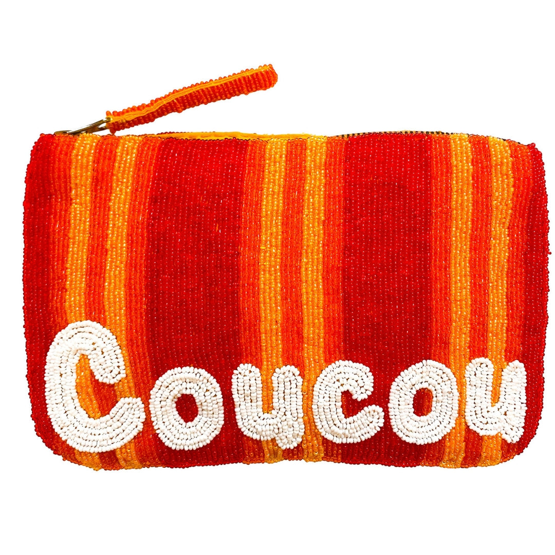 Coucou bead clutch - Oranges and white