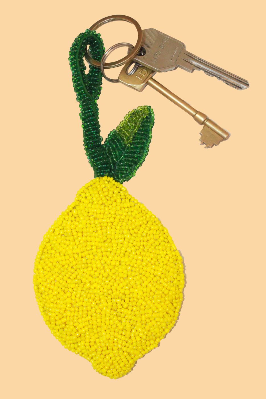 Lemon beaded charm keyring