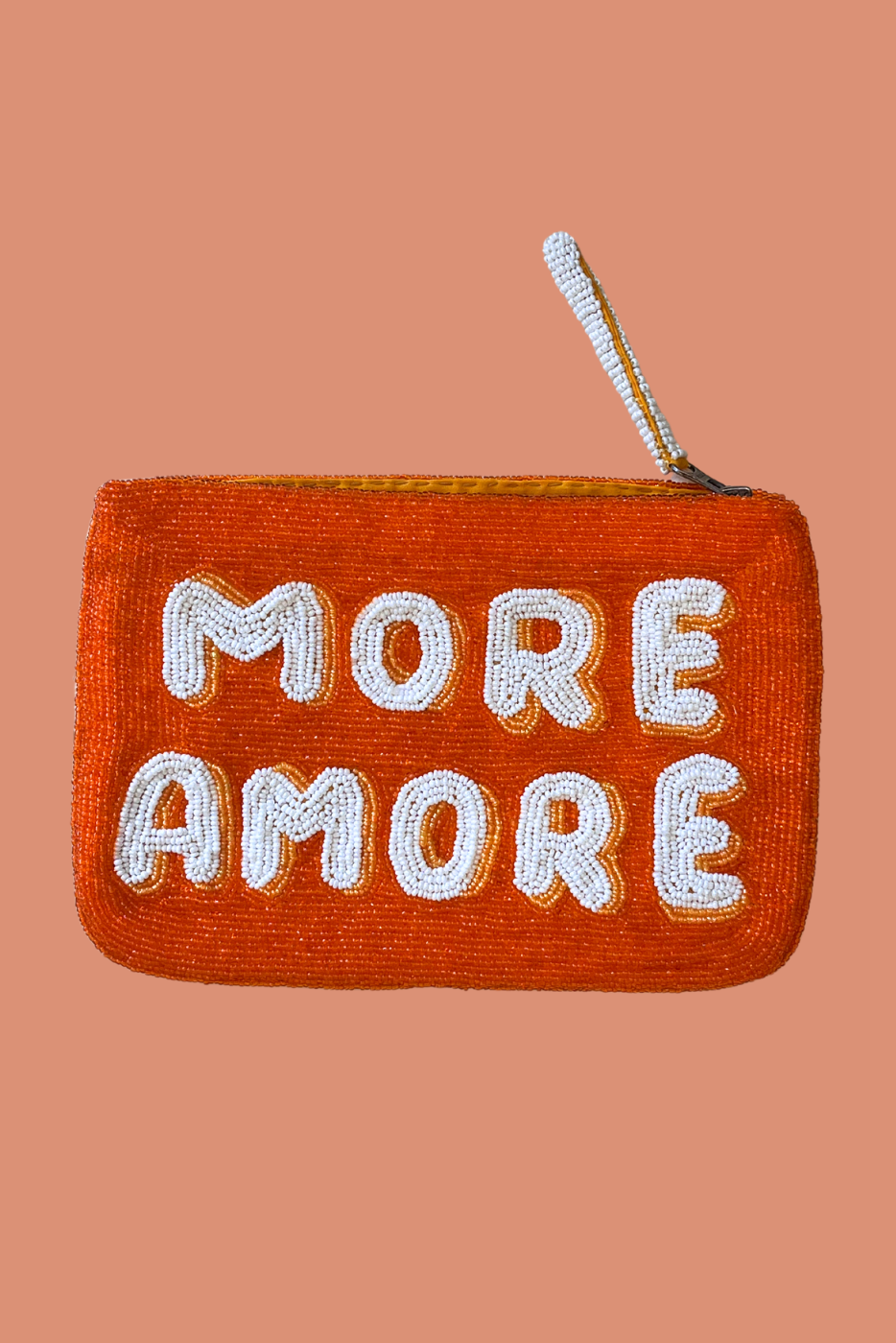 More amore bead clutch -Orange and white