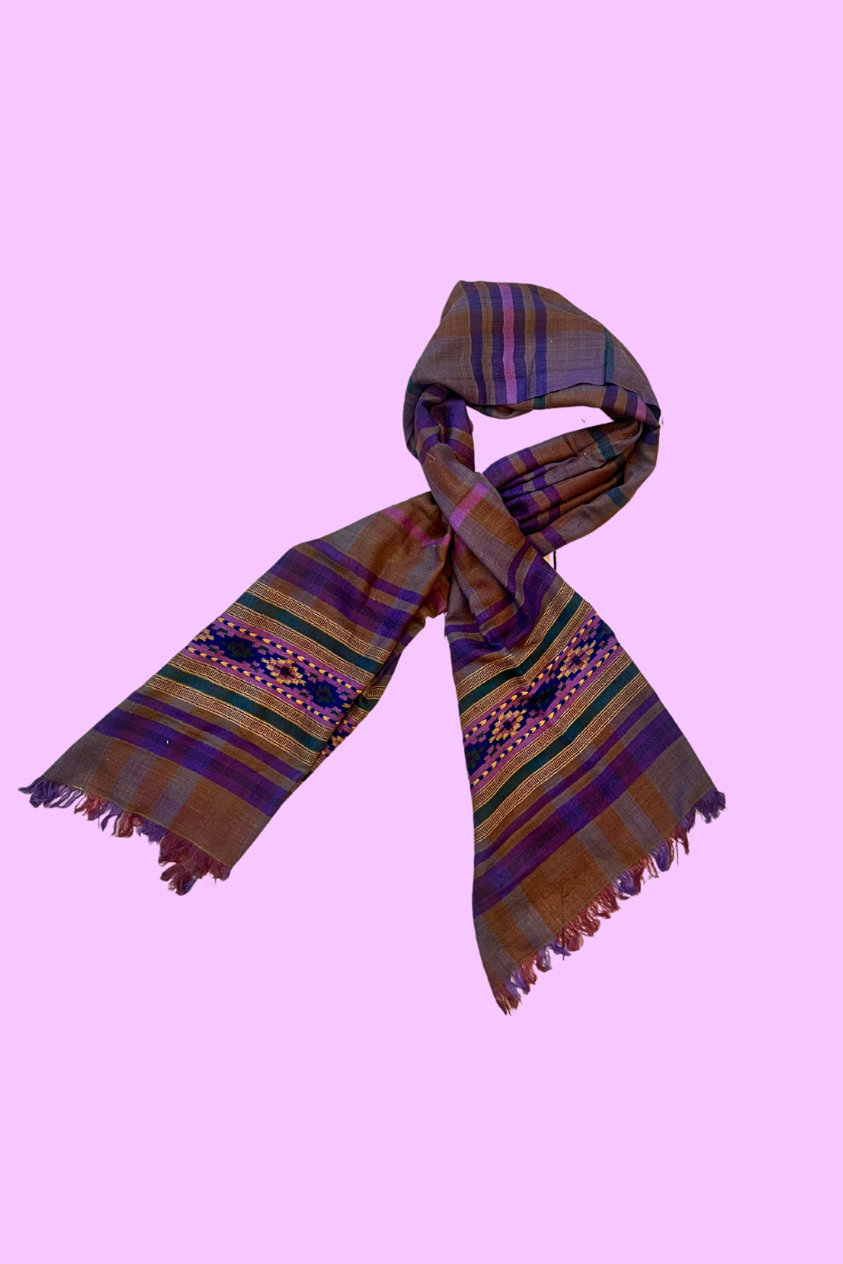 Fab Himalaya hand woven stole - Purple pashmina