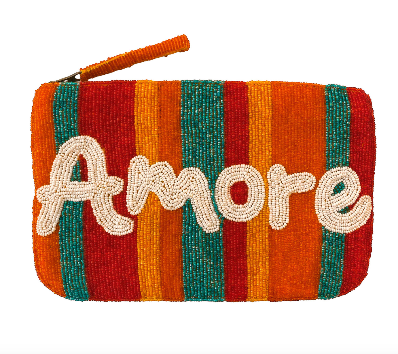 Amore bead clutch - Multi red and white