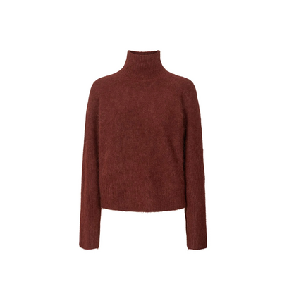 Burgundy Funnel Neck Jumper