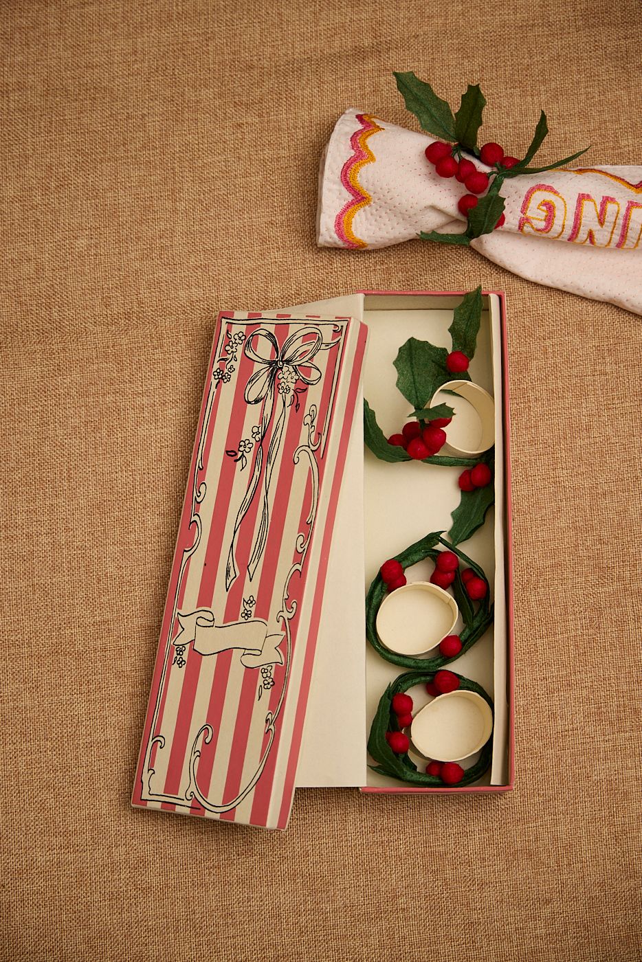 Napkin ring set - Holly