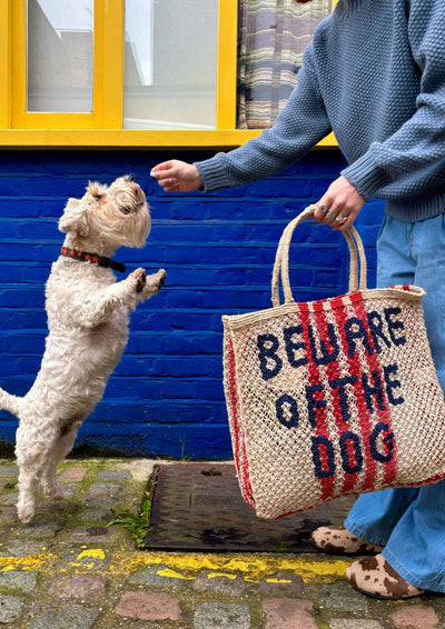 Beware of the dog - Natural, red stripe and navy