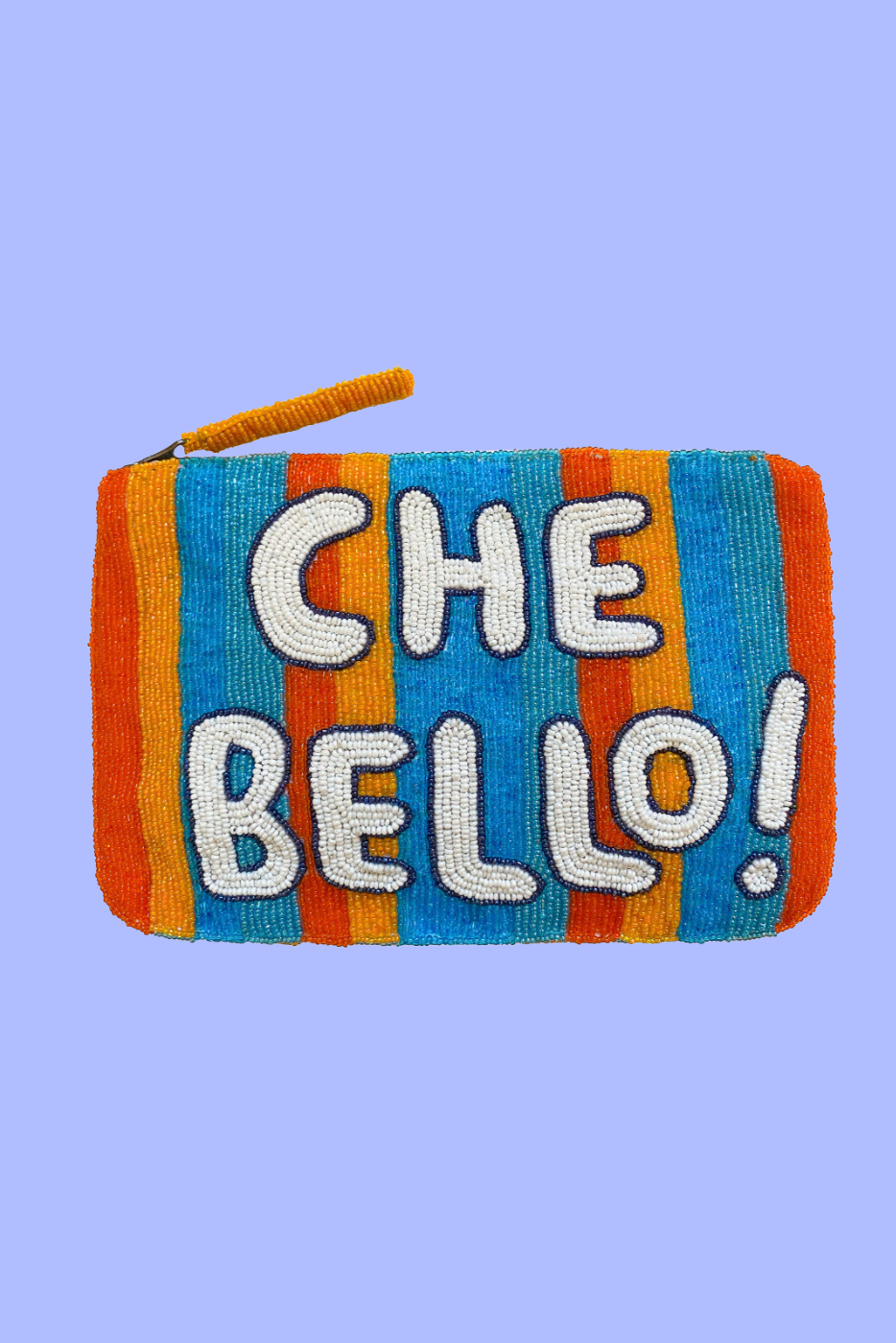 Che Bello! beaded clutch - Blue multi and white