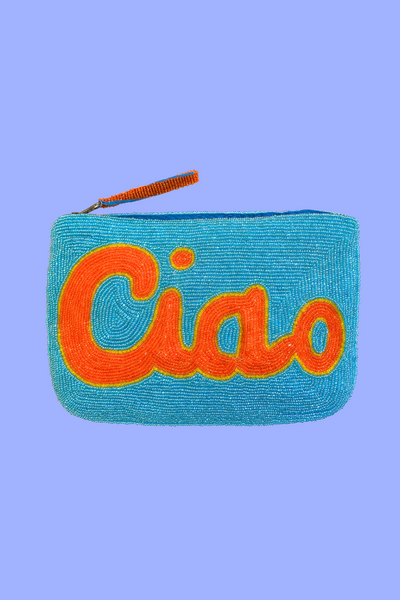 Ciao beaded clutch - Blue and orange