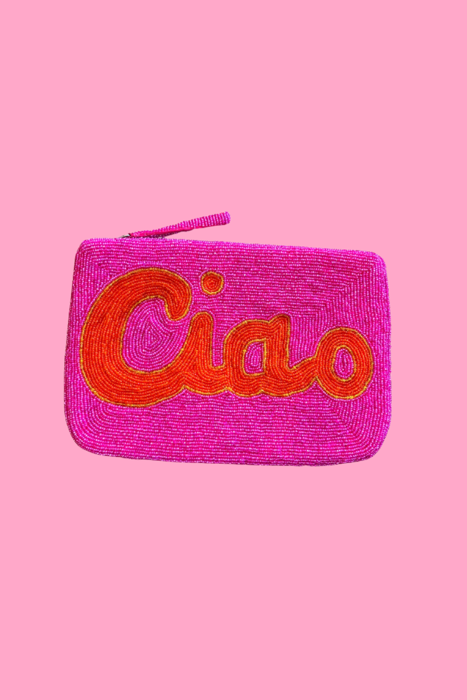 Ciao bead clutch - Pink and orange