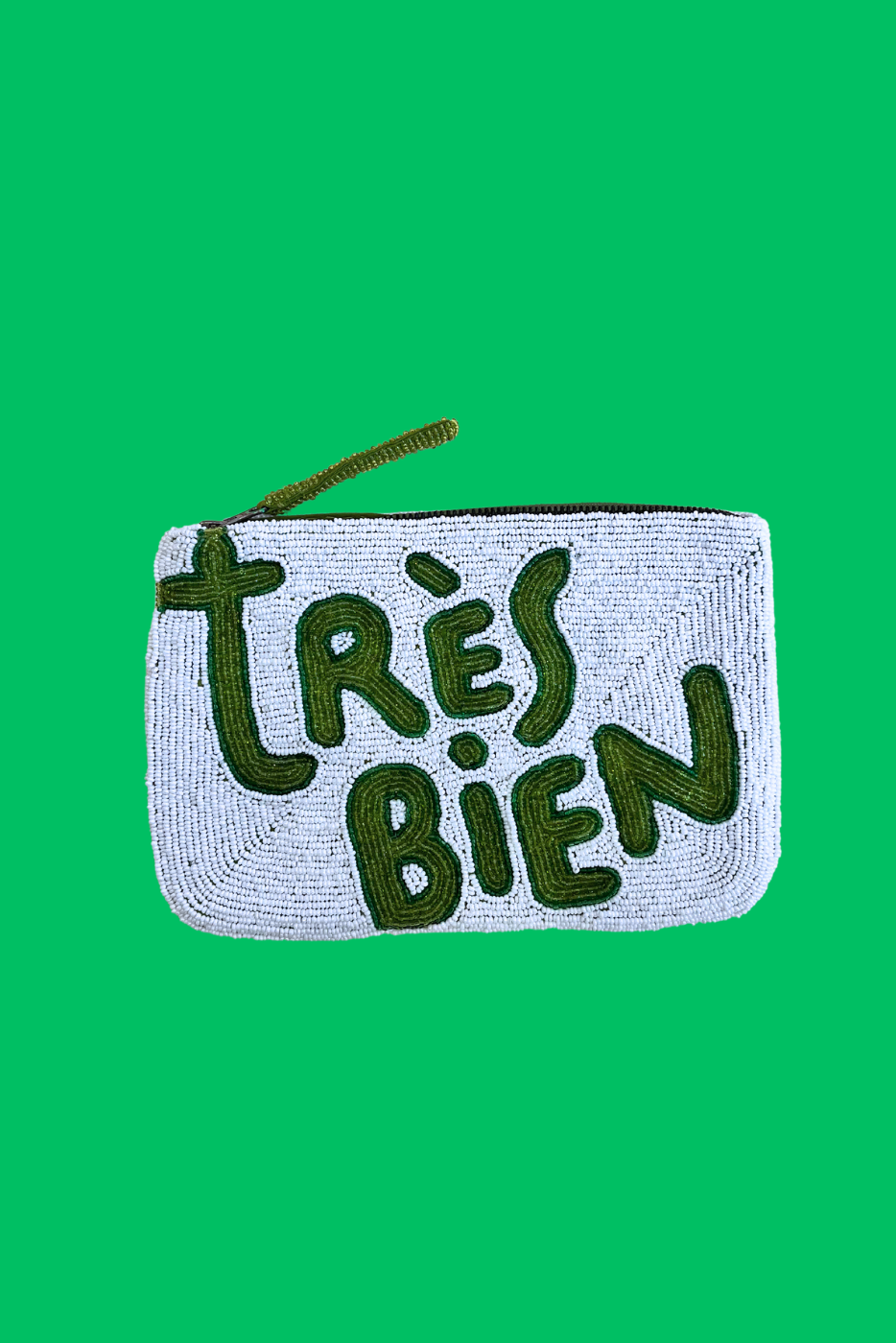 Tres Bien bead clutch - White and green