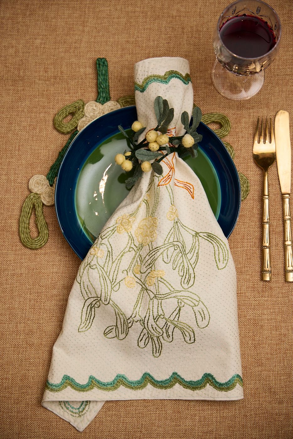 Napkin ring set - Mistletoe