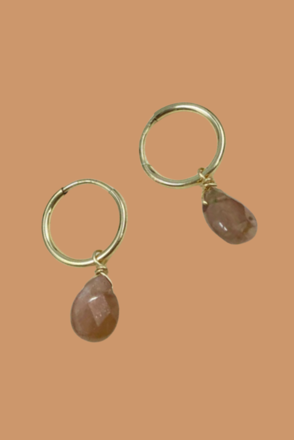 Semi Precious Pink Stone Drop Earrings