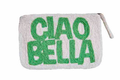 Ciao bella beaded clutch - White and green