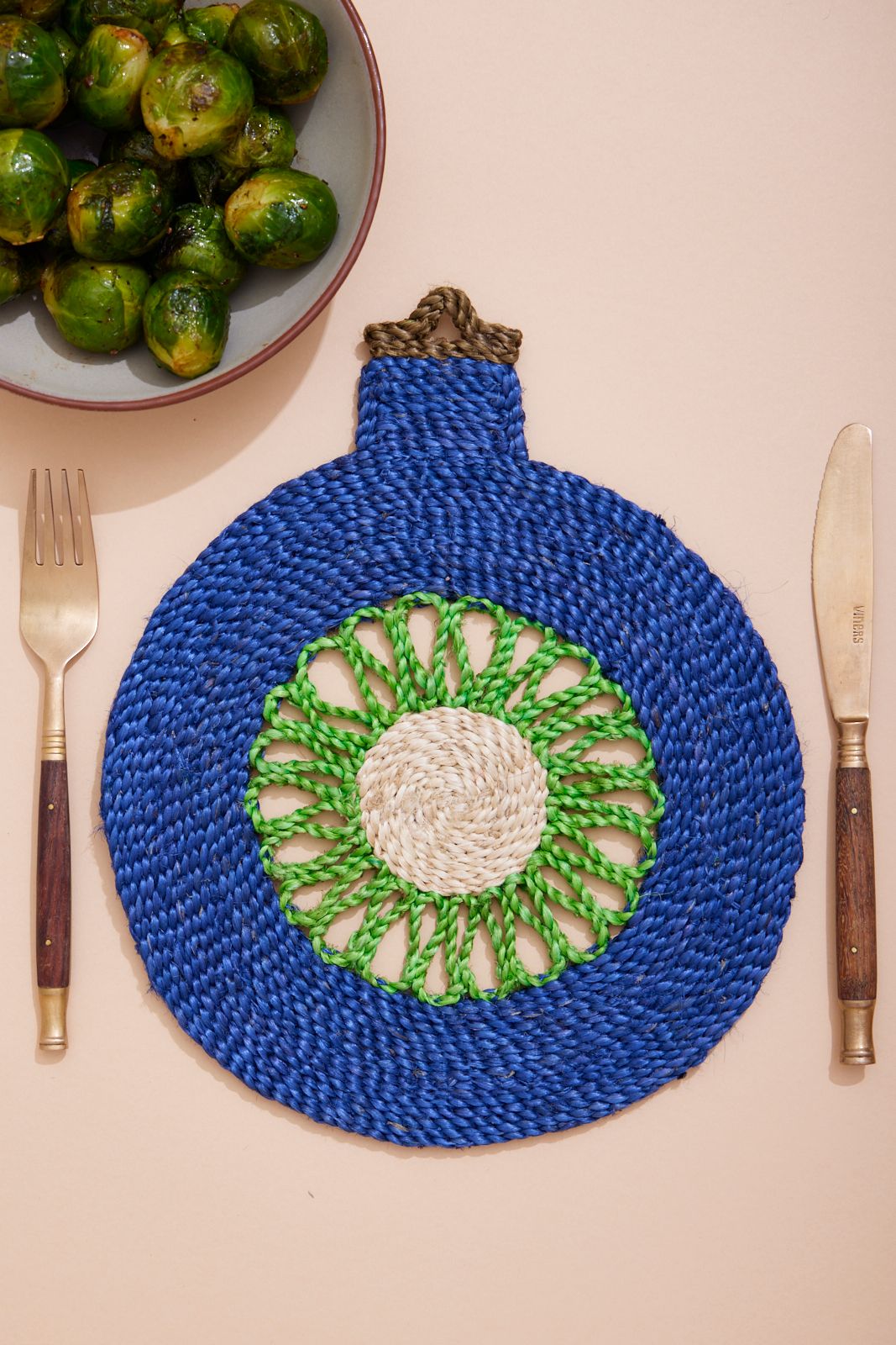 Star Bauble Christmas Placemat - Blue and green